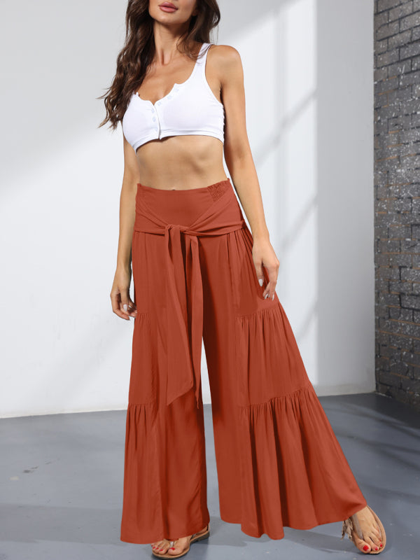 Trousers- Wide Leg High-Waisted Palazzo Trousers - Pants- - IndioGear Fashion and Gear