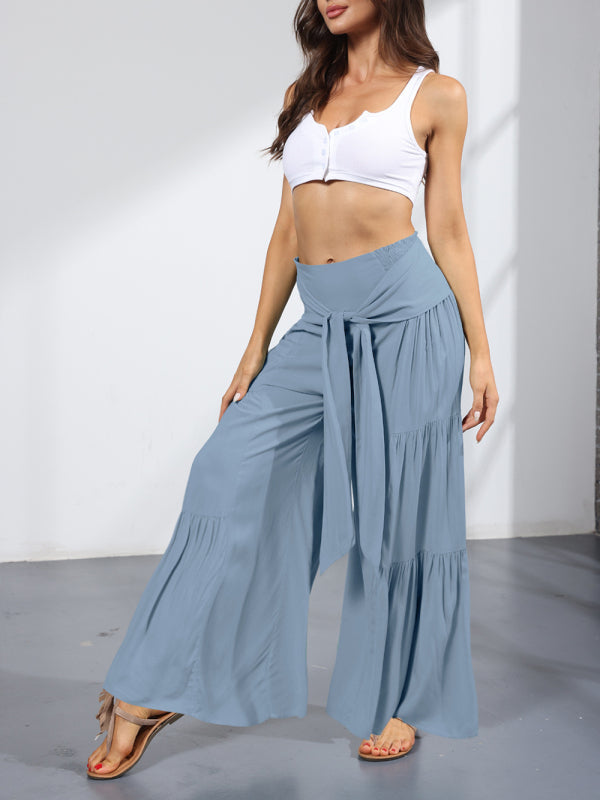 Trousers- Wide Leg High-Waisted Palazzo Trousers - Pants- - IndioGear Fashion and Gear