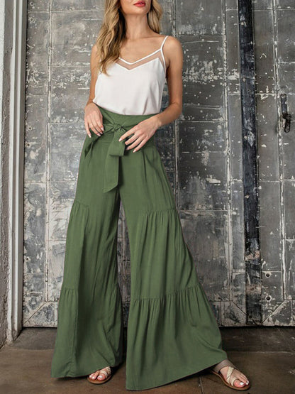 Trousers- Wide Leg High-Waisted Palazzo Trousers - Pants- - IndioGear Fashion and Gear