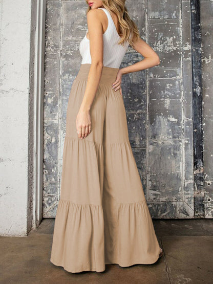 Trousers- Wide Leg High-Waisted Palazzo Trousers - Pants- - IndioGear Fashion and Gear