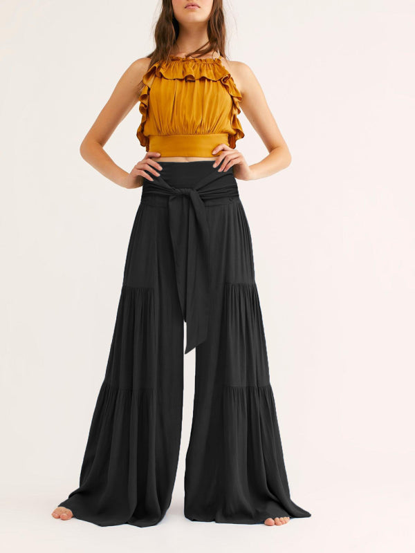 Trousers- Wide Leg High-Waisted Palazzo Trousers - Pants- - IndioGear Fashion and Gear