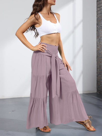 Trousers- Wide Leg High-Waisted Palazzo Trousers - Pants- - IndioGear Fashion and Gear