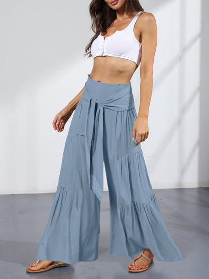 Trousers- Wide Leg High-Waisted Palazzo Trousers - Pants- - IndioGear Fashion and Gear