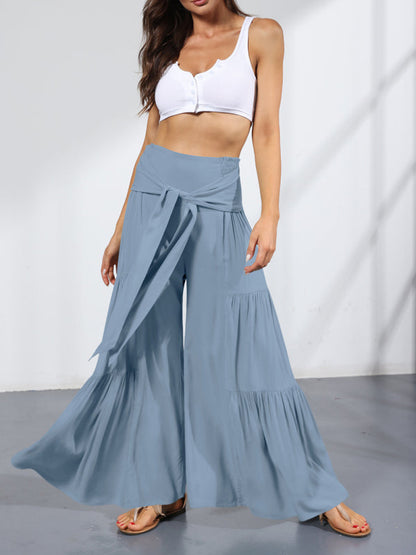 Trousers- Wide Leg High-Waisted Palazzo Trousers - Pants- - IndioGear Fashion and Gear