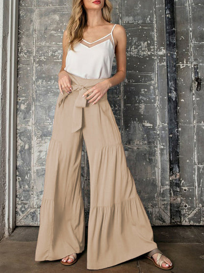 Trousers- Wide Leg High-Waisted Palazzo Trousers - Pants- - IndioGear Fashion and Gear