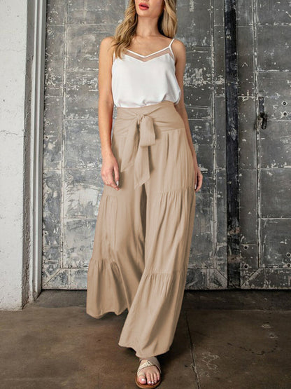 Trousers- Wide Leg High-Waisted Palazzo Trousers - Pants- - IndioGear Fashion and Gear