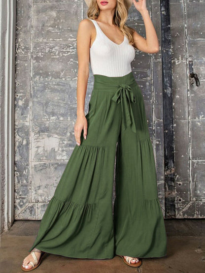 Trousers- Wide Leg High-Waisted Palazzo Trousers - Pants- - IndioGear Fashion and Gear