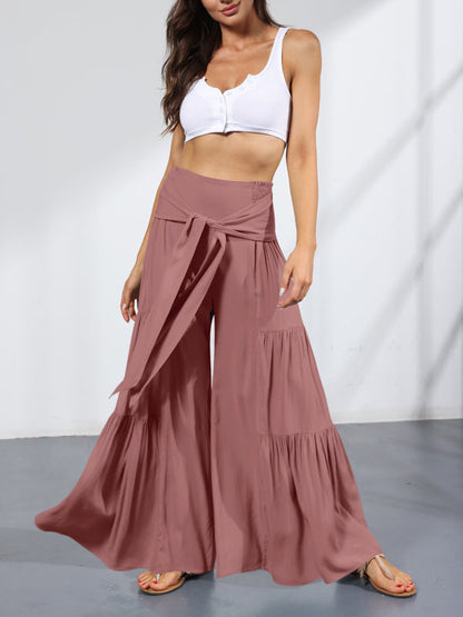 Trousers- Wide Leg High-Waisted Palazzo Trousers - Pants- - IndioGear Fashion and Gear