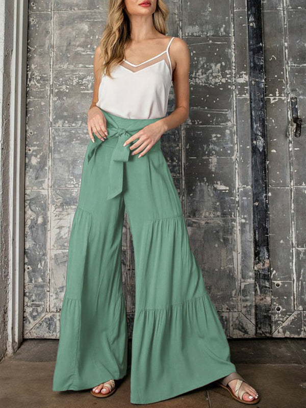 Trousers- Wide Leg High-Waisted Palazzo Trousers - Pants- - IndioGear Fashion and Gear