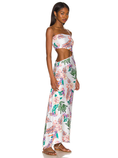 Tube Dresses-Summer Ombre in a Strapless Cutout Maxi Dress for Your Vacation-Pekosa Women Clothing