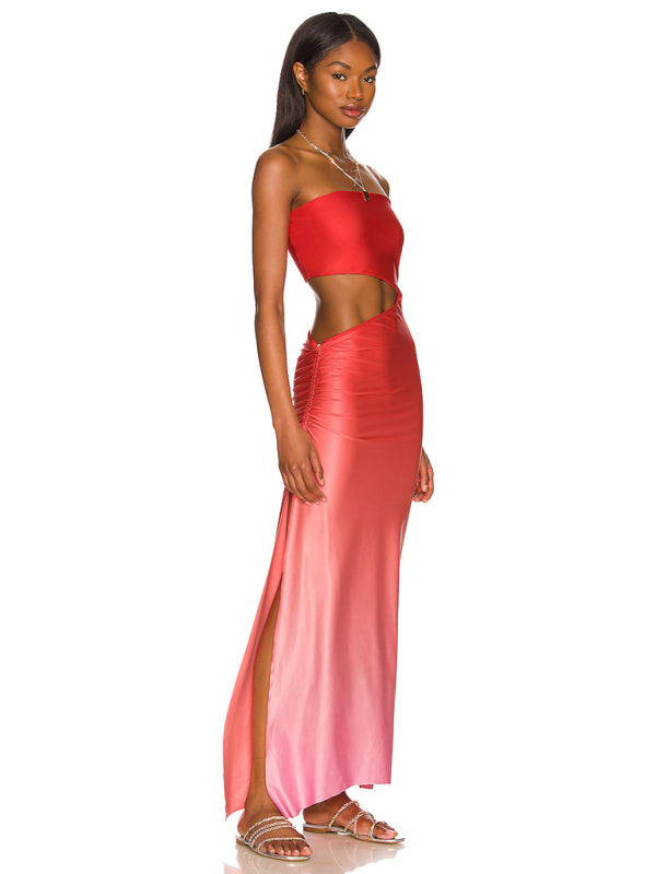 Tube Dresses-Summer Ombre in a Strapless Cutout Maxi Dress for Your Vacation-Pekosa Women Clothing