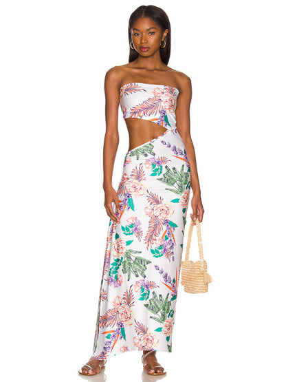 Tube Dresses-Summer Ombre in a Strapless Cutout Maxi Dress for Your Vacation-Pekosa Women Clothing