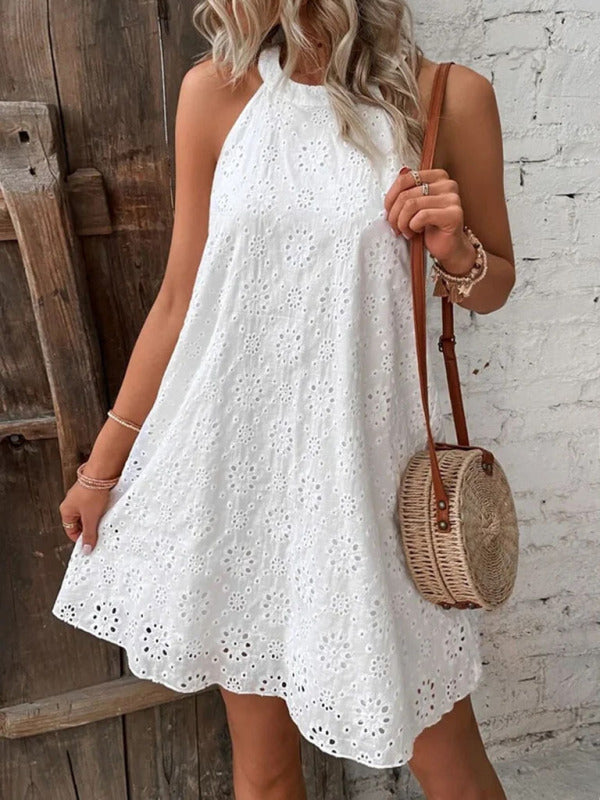 Tunic Dress- Chic and Breezy Eyelet Mini Tunic Dress for Women- - IndioGear Fashion and Gear