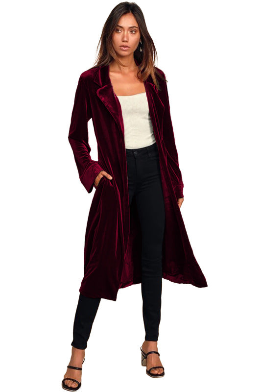 Velvet Coats- Luxe Velvet Velour Coat for Exclusive Events- Wine Red- IndioGear Clothing and Gear