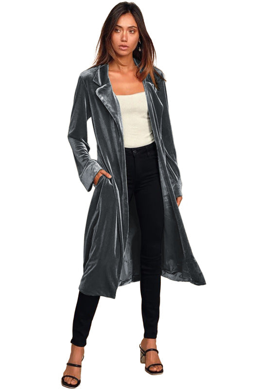 Velvet Coats- Luxe Velvet Velour Coat for Exclusive Events- Grey- IndioGear Clothing and Gear