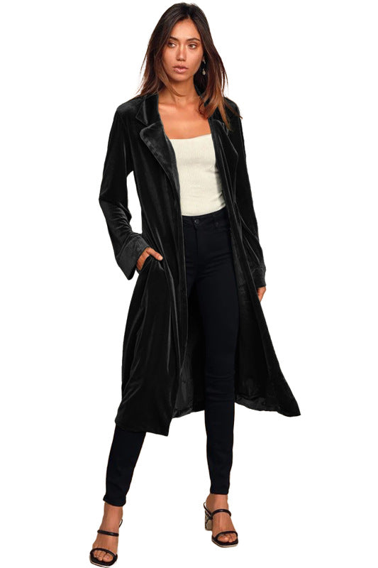 Velvet Coats- Luxe Velvet Velour Coat for Exclusive Events- Black- IndioGear Clothing and Gear