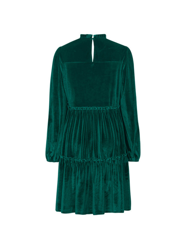 Velvet Dresses- Holiday Couture Winter Velvet Tiered Dress- - IndioGear Clothing and Gear