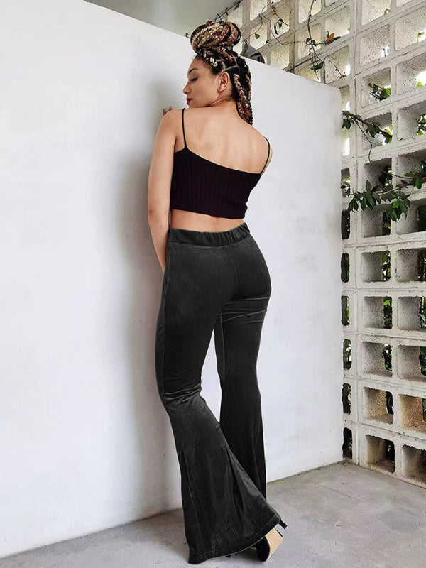 Velvet Pants- Velvet Couture Palazzos - Wide-Leg Flare Pants- - IndioGear Clothing and Gear