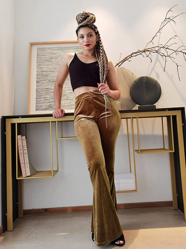 Velvet Pants- Velvet Couture Palazzos - Wide-Leg Flare Pants- - IndioGear Clothing and Gear