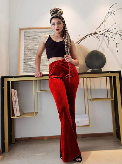 Velvet Pants- Velvet Couture Palazzos - Wide-Leg Flare Pants- - IndioGear Clothing and Gear