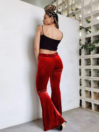 Velvet Pants- Velvet Couture Palazzos - Wide-Leg Flare Pants- - IndioGear Clothing and Gear