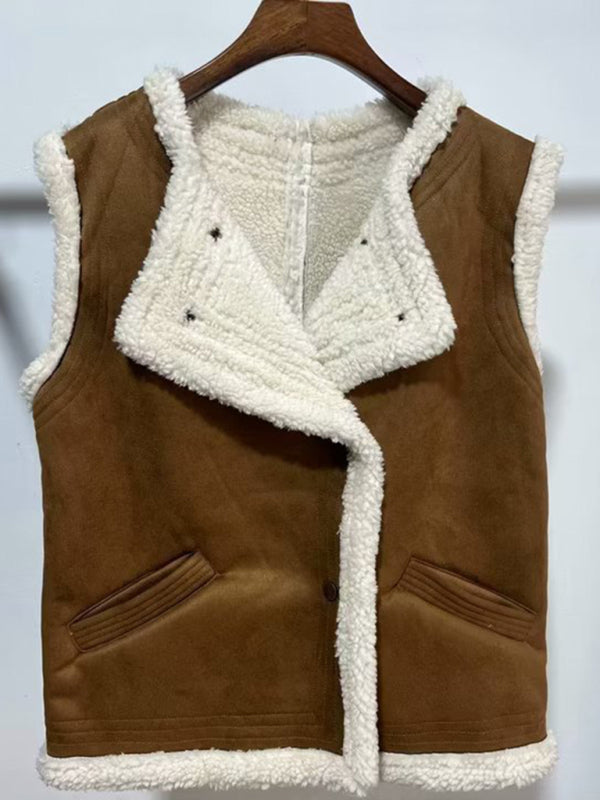 Vests- Winter Cozy Vest in Faux Lamb Fur- - IndioGear Fashion and Gear