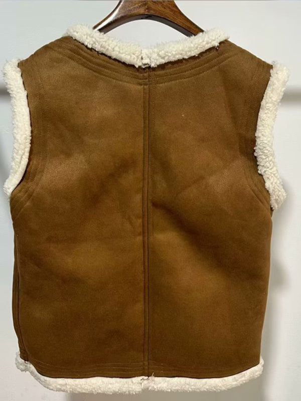 Vests- Winter Cozy Vest in Faux Lamb Fur- - IndioGear Fashion and Gear