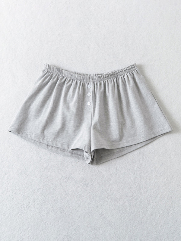 Wide-Leg Shorts- Solid Elastic Waist Flared Shorts for Summer Days- Grey- IndioGear Fashion and Gear