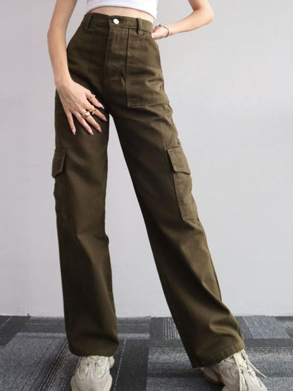 Women Pants- Solid Cotton Cargo Pants for Women's Essentials- - IndioGear Fashion and Gear