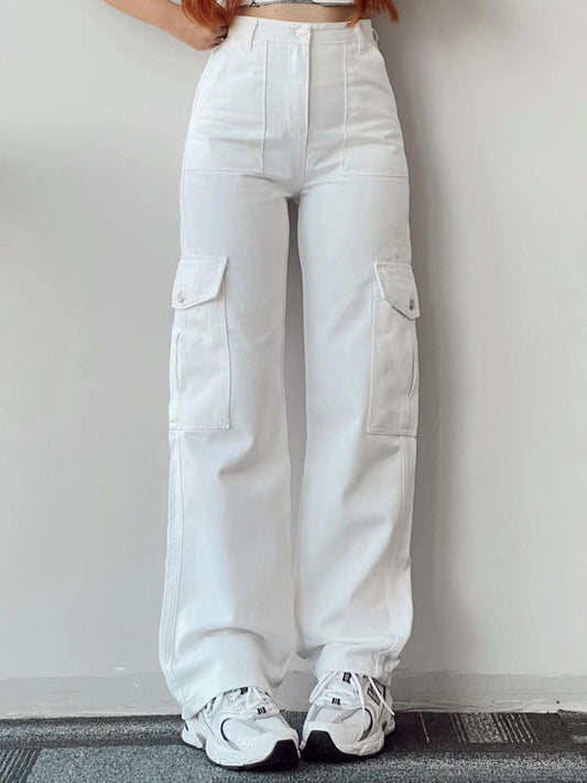 Women Pants- Solid Cotton Cargo Pants for Women's Essentials- - IndioGear Fashion and Gear