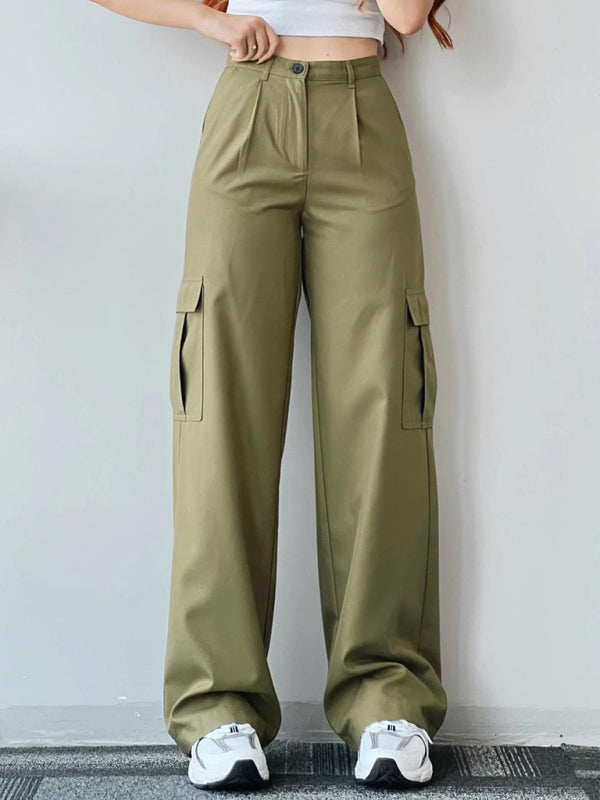 Women Pants- Solid Cotton Cargo Pants for Women's Essentials- - IndioGear Fashion and Gear