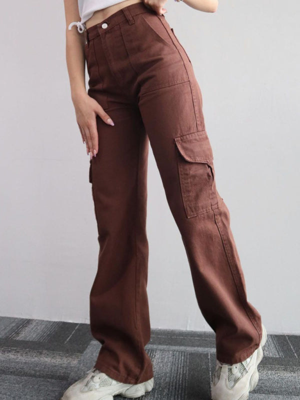 Women Pants- Solid Cotton Cargo Pants for Women's Essentials- - IndioGear Fashion and Gear