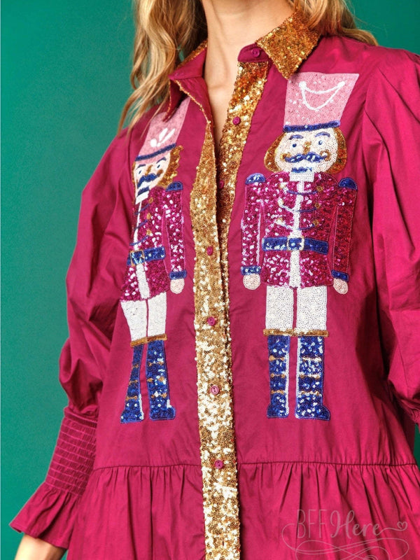 Xmas Dresses- Seasonal Sparkle Christmas Long Sleeve Sequin Patchwork Xmas Dress- - IndioGear Clothing and Gear