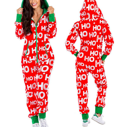 Xmas Jumpsuits- Ho-Ho-Holiday Pajamas: Xmas Zip-Up Hooded Jumpsuit- Suit 5- IndioGear Clothing and Gear