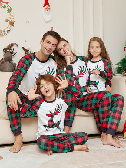 Xmas Pajamas- Cotton Plaid Reindeer Pajamas for the Whole Family on Thanksgiving- Green- IndioGear Clothing and Gear