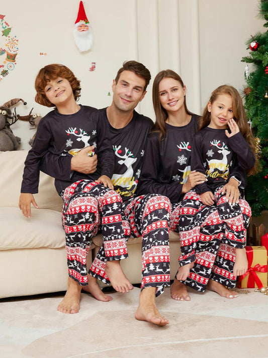 Xmas Pajamas- Family Matching Pajama Sets with Reindeer Elk for Thanksgiving & Christmas- Black- IndioGear Clothing and Gear