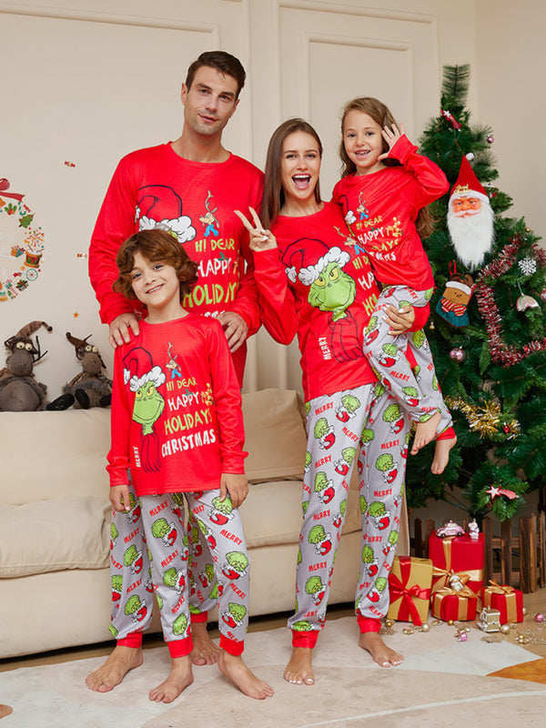 Xmas Pajamas- Festive & Fun: Matching 'Hi Deer Ugly Grinch' Pajama Sets for Thanksgiving- Red- IndioGear Clothing and Gear