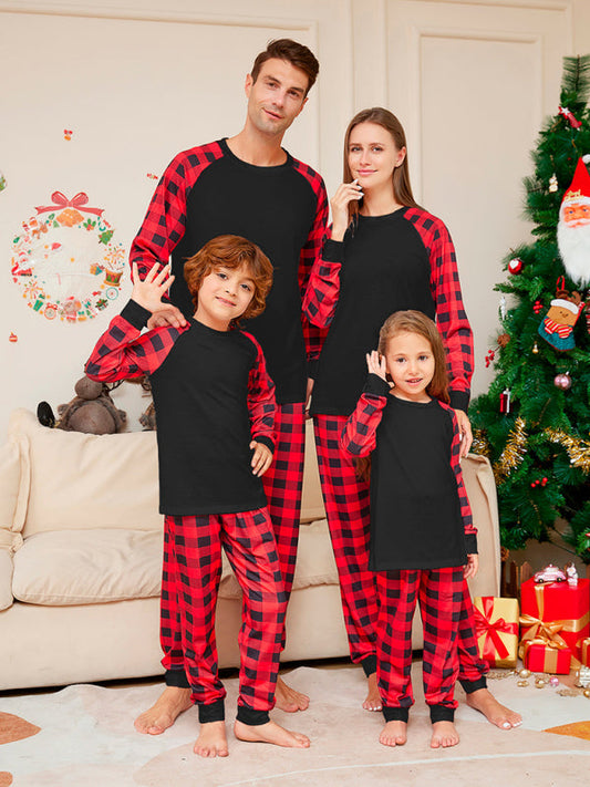 Xmas Pajamas- Matching Family Lounge Set - Cotton Plaid Pajamas for Thanksgiving & Xmas- Black- IndioGear Clothing and Gear