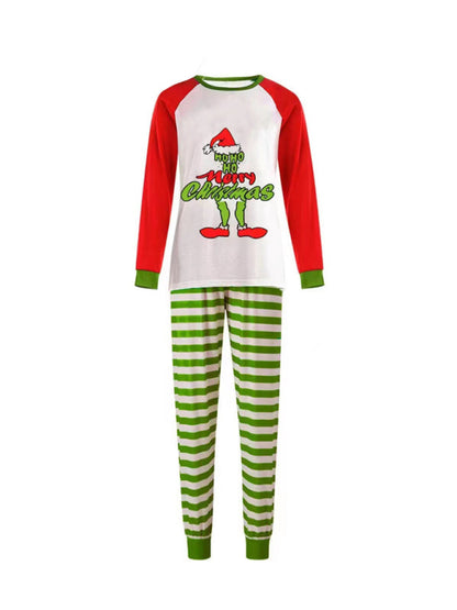 Xmas Pajamas- Mom's Holiday Grinch Cotton Pajama Set Long Sleeve Tee and Pants- Green- IndioGear Clothing and Gear