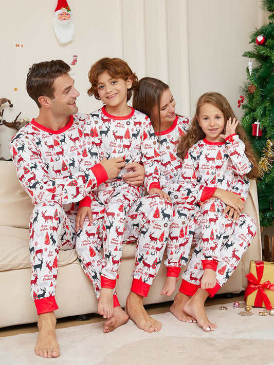 Xmas Pajamas- Thanksgiving & Christmas Joy: Family Matching Reindeer Pajama Set- White- IndioGear Clothing and Gear