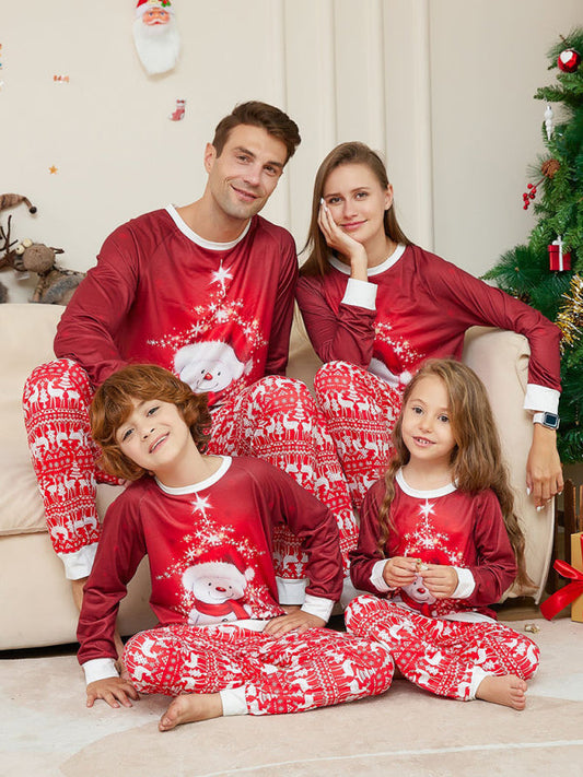 Xmas Pajamas- Thanksgiving & Christmas Tradition: Matching Santa and Snowman Pajama Set for Family- Red- IndioGear Clothing and Gear