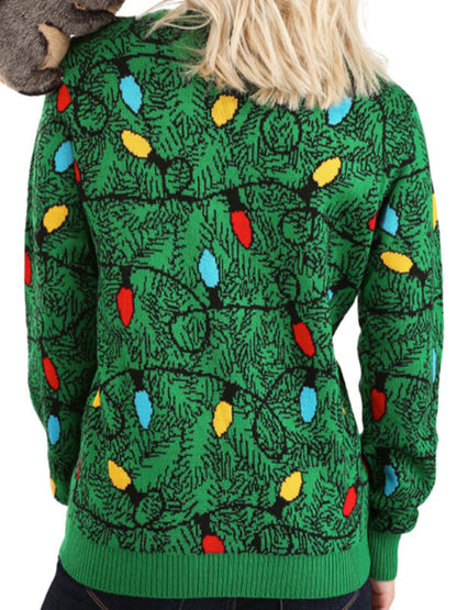 Xmas Sweaters- Thanksgiving Magic Christmas Lights Knit Sweater- - IndioGear Clothing and Gear