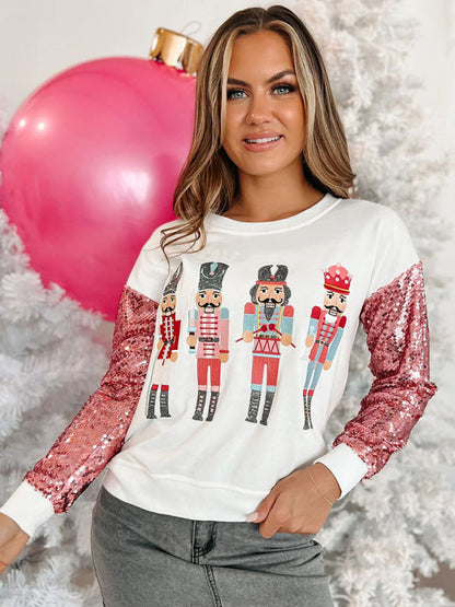 Xmas Sweatshirts- Festive Sequined Christmas Sweatshirt Top for Thanksgiving- - IndioGear Clothing and Gear