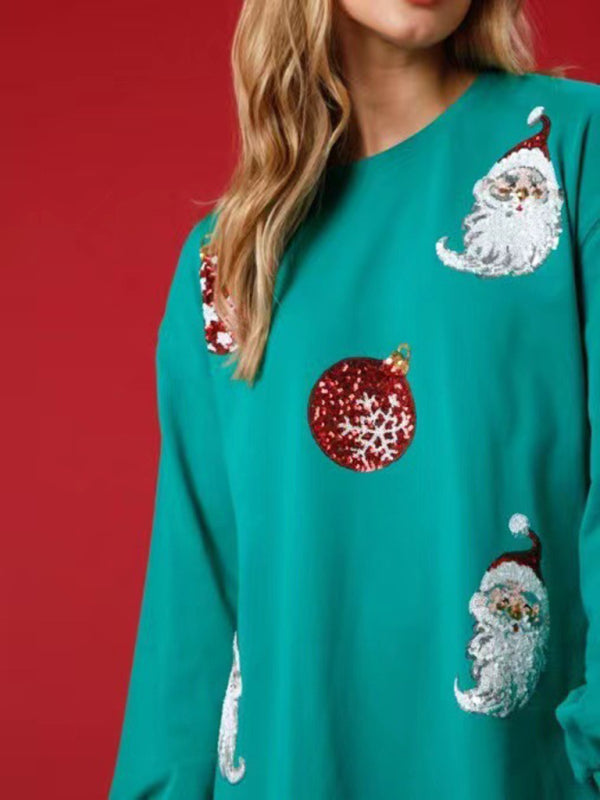 Xmas Sweatshirts- Festive Sparkle Thanksgiving Oversized Pullover - Christmas Sweatshirt- - IndioGear Clothing and Gear