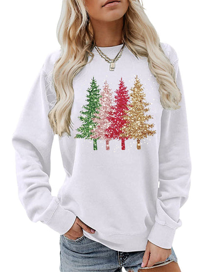 Xmas Sweatshirts- Holiday Sweatshirt - Drop Shoulder Cotton Christmas Pullover- White- IndioGear Clothing and Gear