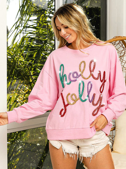 Xmas Sweatshirts- Holly Jolly Oversized Sweatshirt for Thanksgiving & Christmas- - IndioGear Clothing and Gear