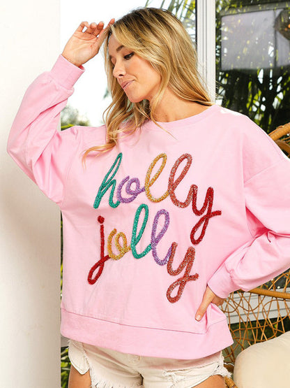 Xmas Sweatshirts- Holly Jolly Oversized Sweatshirt for Thanksgiving & Christmas- - IndioGear Clothing and Gear