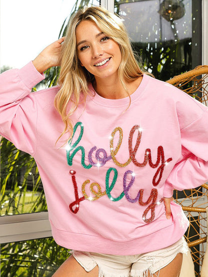 Xmas Sweatshirts- Holly Jolly Oversized Sweatshirt for Thanksgiving & Christmas- - IndioGear Clothing and Gear