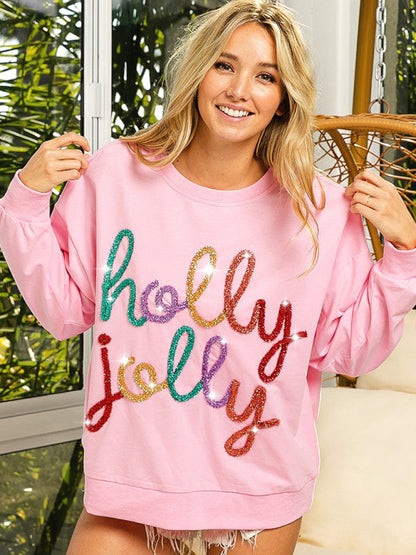 Xmas Sweatshirts- Holly Jolly Oversized Sweatshirt for Thanksgiving & Christmas- - IndioGear Clothing and Gear