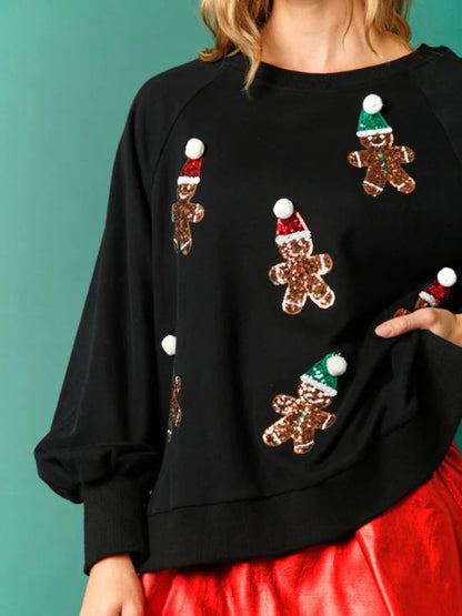 Xmas Sweatshirts- Relax Fit Sequin Christmas Sweatshirt - Xmas Pullover- - IndioGear Clothing and Gear